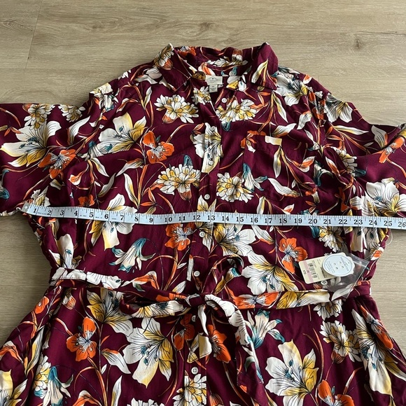 St. John's Bay NWT Womens Plus Size 2X Long Sleeve Floral Midi Button Down Dress - Picture 4 of 7